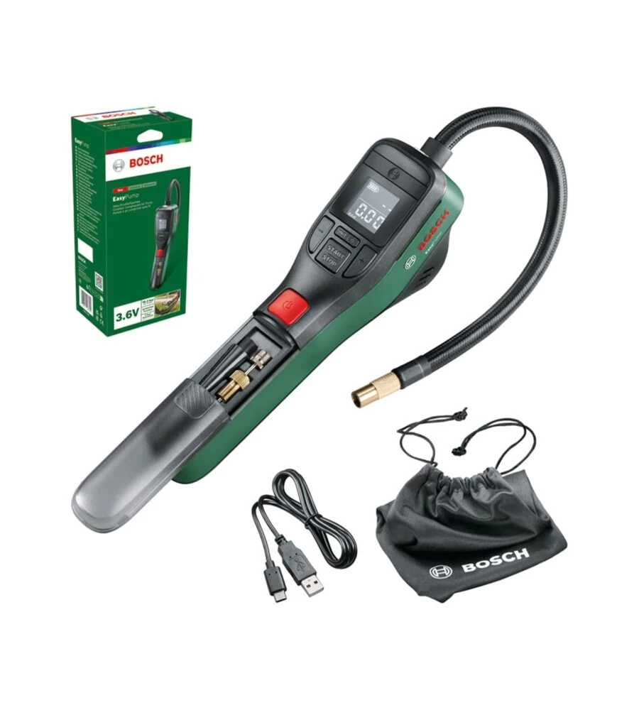 Compressore aria portatile a batteria bosch "easy pump" 3,6v 3ah